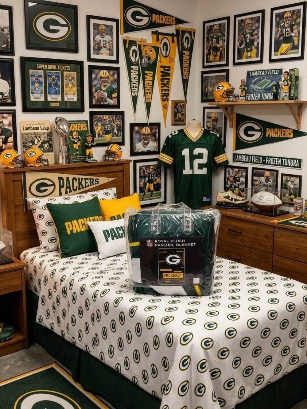 Northwest NFL Green Bay Packers Royal Plush Raschel Blanket Twin 60x80